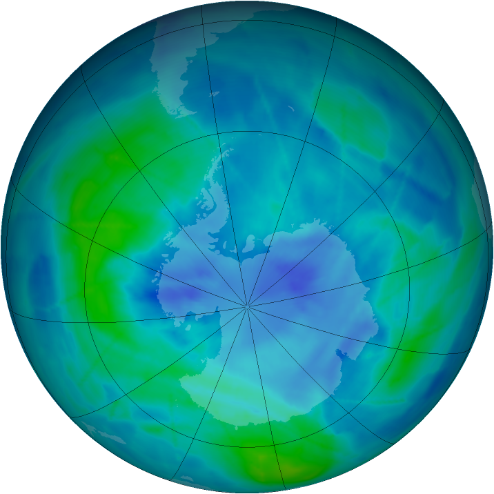 Antarctic ozone map for 20 March 2009